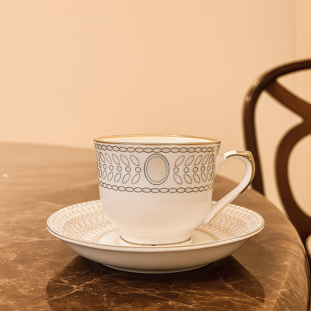Luna Cirque – Elegant Tea Cups with Saucers (Set of 6)