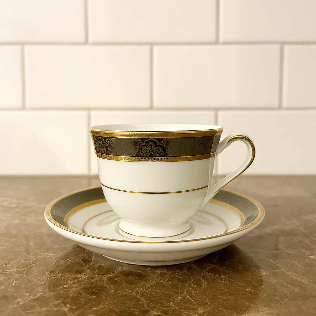 Noir Royale – Classic Tea cup with saucer Set (6 pcs)