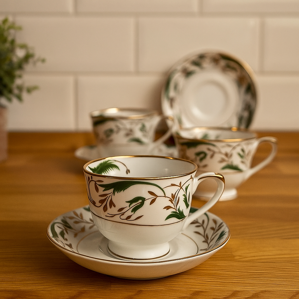 Emerald Vine – Classic Tea Cups with saucer (6 pcs)
