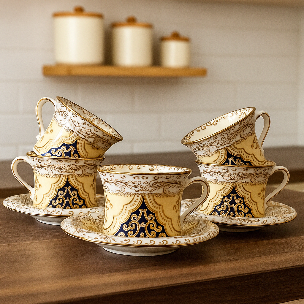 Regal Marigold – Heritage Tea Cup Set (6 pcs)