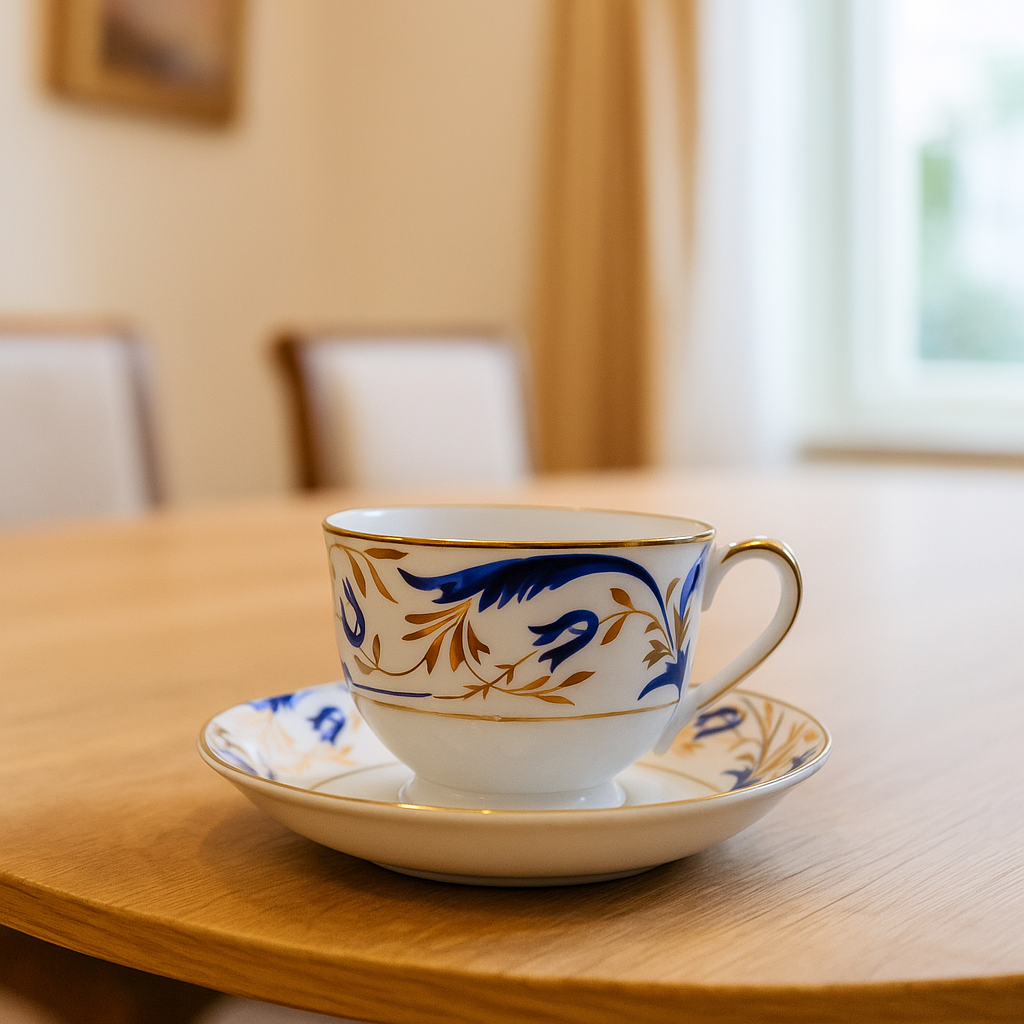 Royal Blue Elegance Tea Cup & Saucer Set – Set of 6