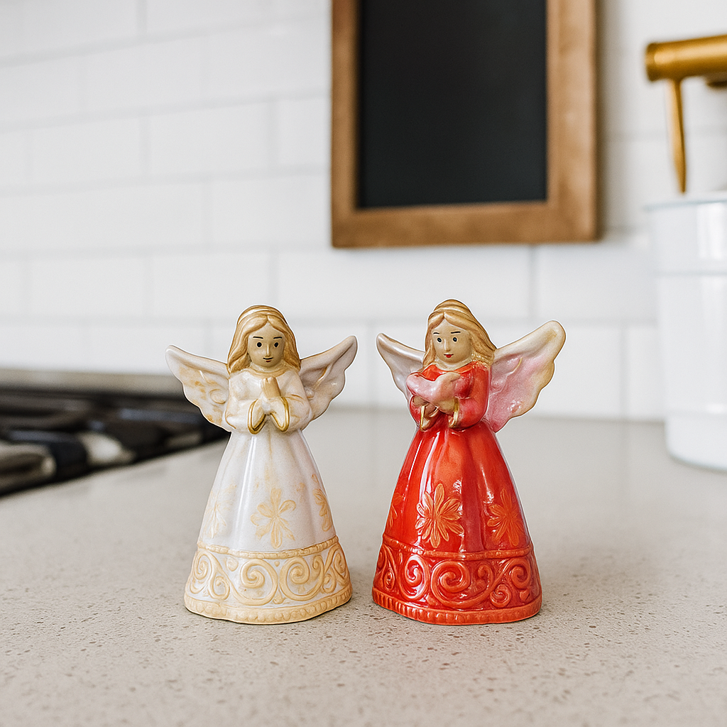 Handcrafted Ceramic Angel Figurines – Set of 4 (Multicolor)
