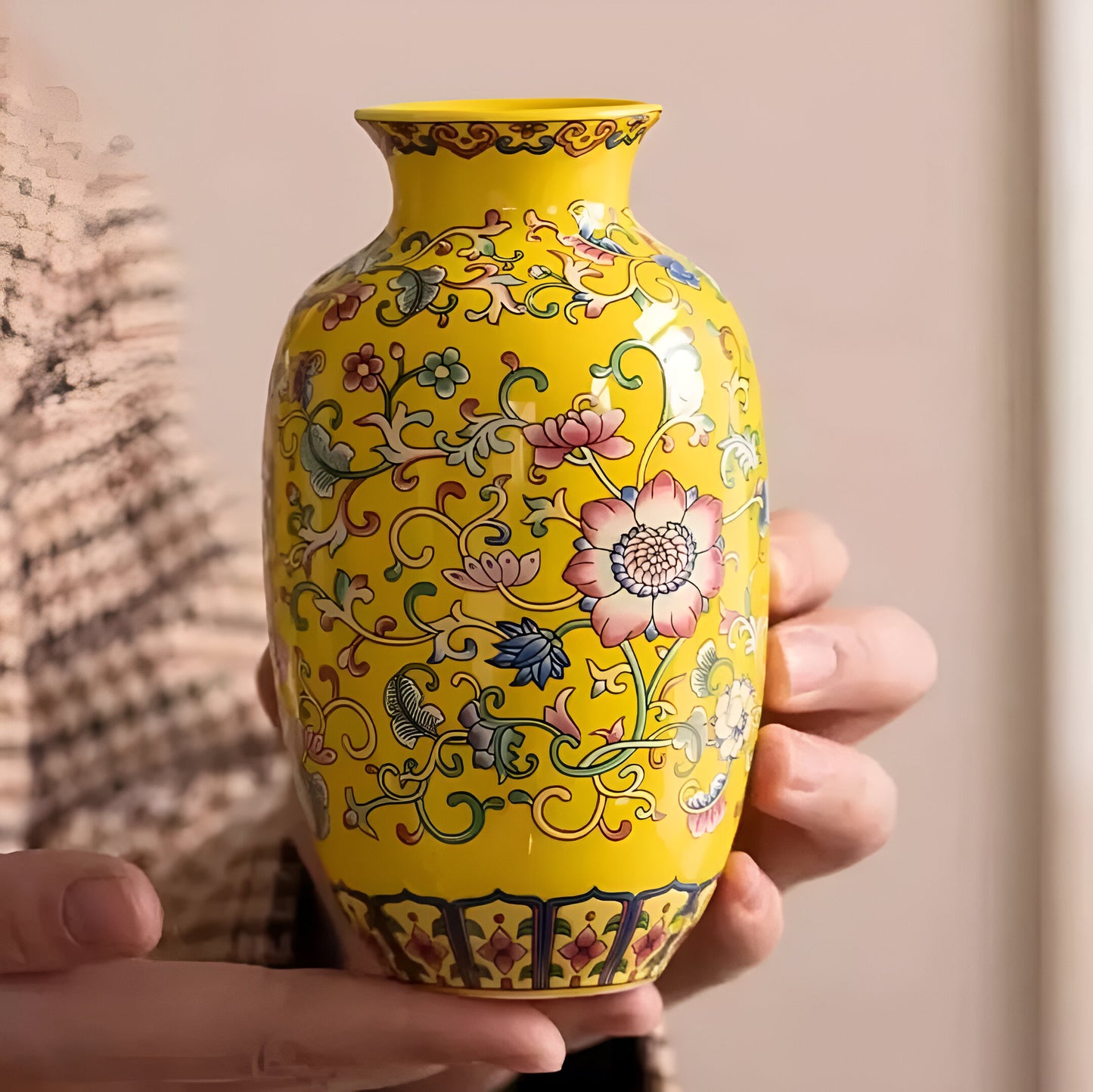 Imperial Elegance : Yellow Decorative vase (Small)