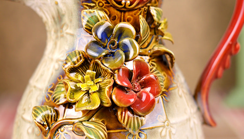 Ornate Vintage Floral Vase – Embossed Flower Design