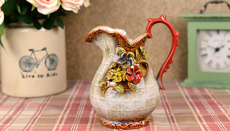 Ornate Vintage Floral Vase – Embossed Flower Design