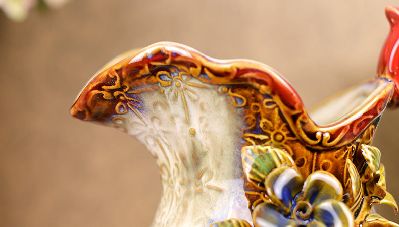 Ornate Vintage Floral Vase – Embossed Flower Design