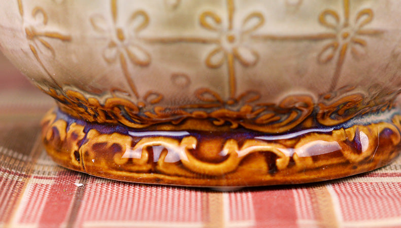 Ornate Vintage Floral Vase – Embossed Flower Design