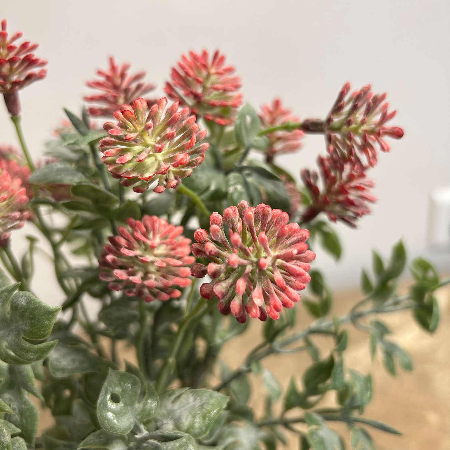 Crimson & Sage Flowers with Ceramic Base