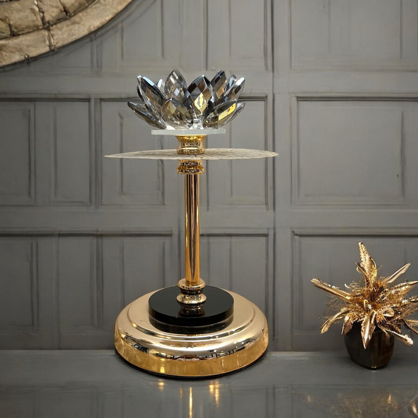 Luxurious Golden Crystal Lotus Decorative Article - Medium