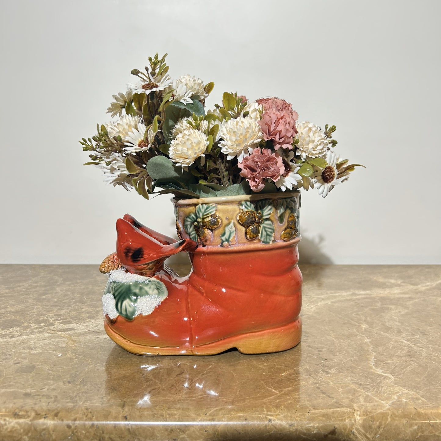 Ceramic Boot Decorative Multipurpose with Holiday Accents