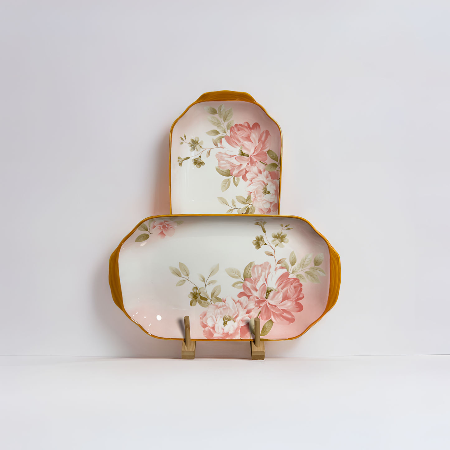 Blush Bloom Serveware - Rectangular Serving Platter | Set of 2