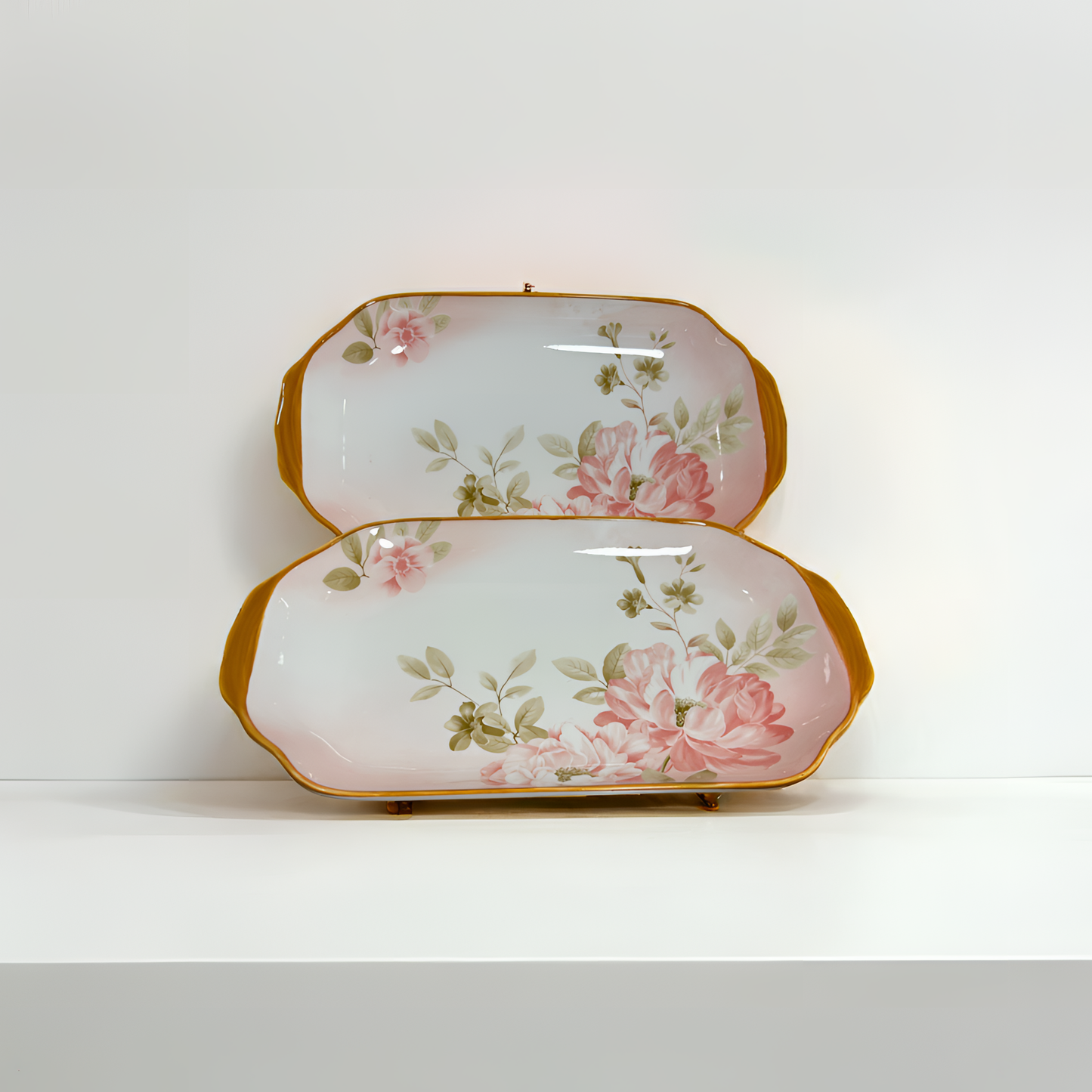 Blush Bloom Serveware - Rectangular Serving Platter | Set of 2