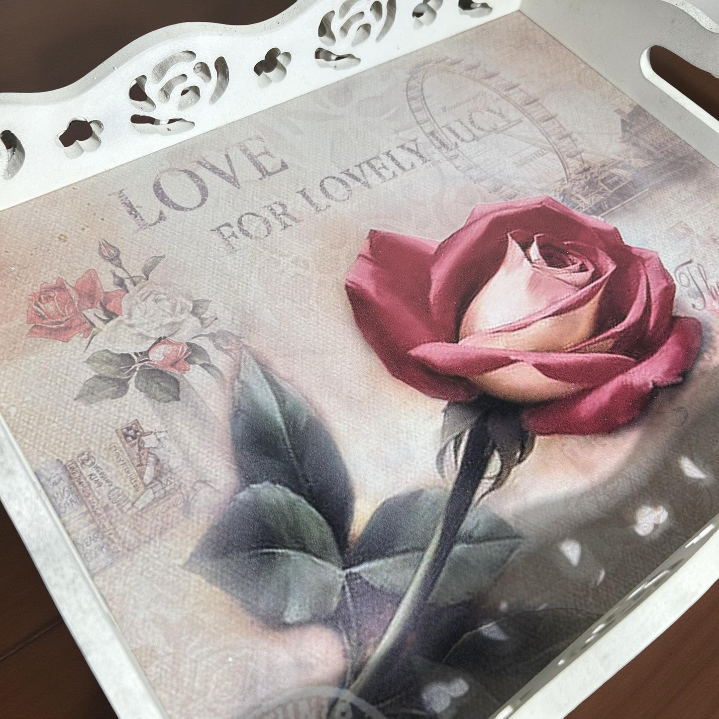 Serving Tray Floral Wooden 308 M