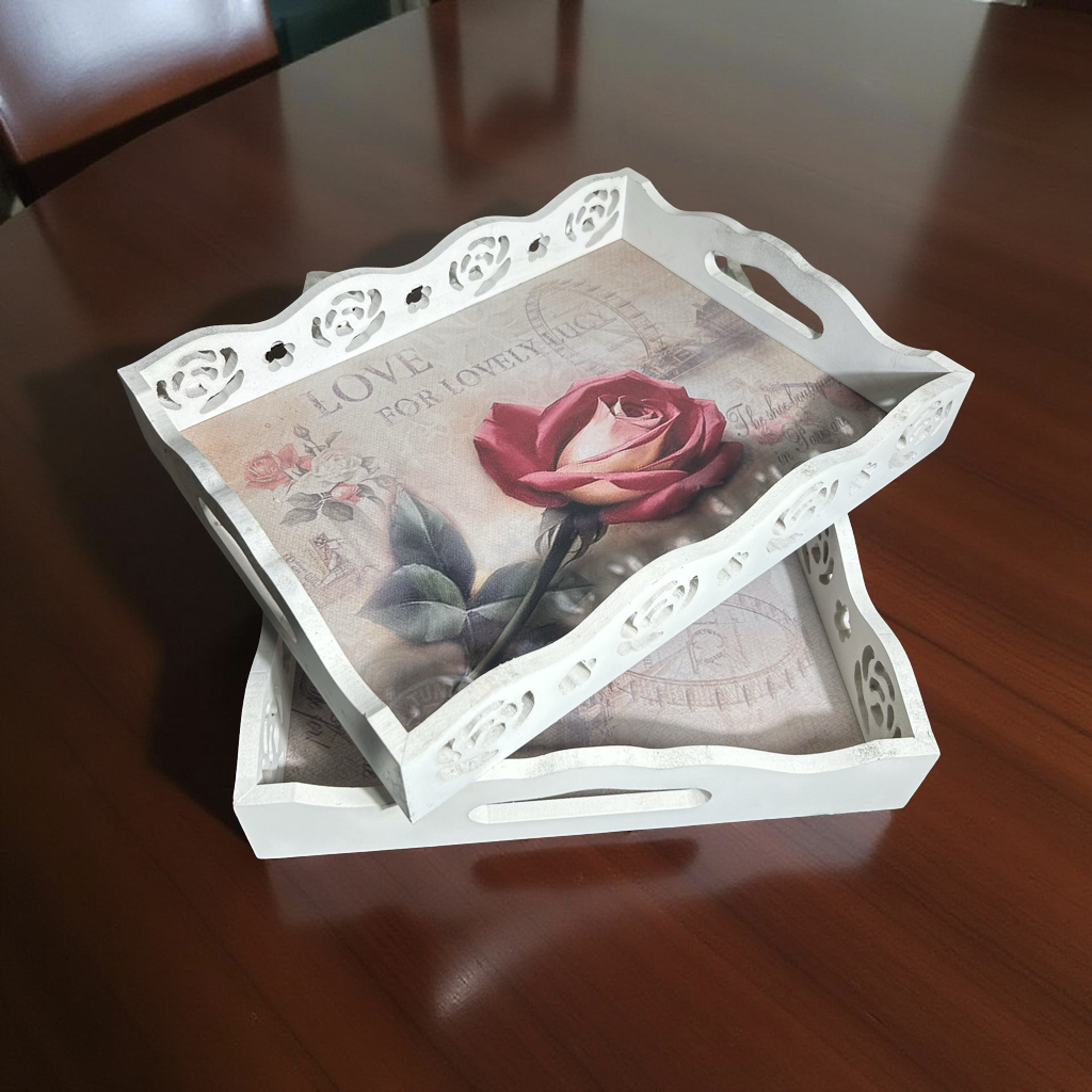 Serving Tray Floral Wooden 308 M