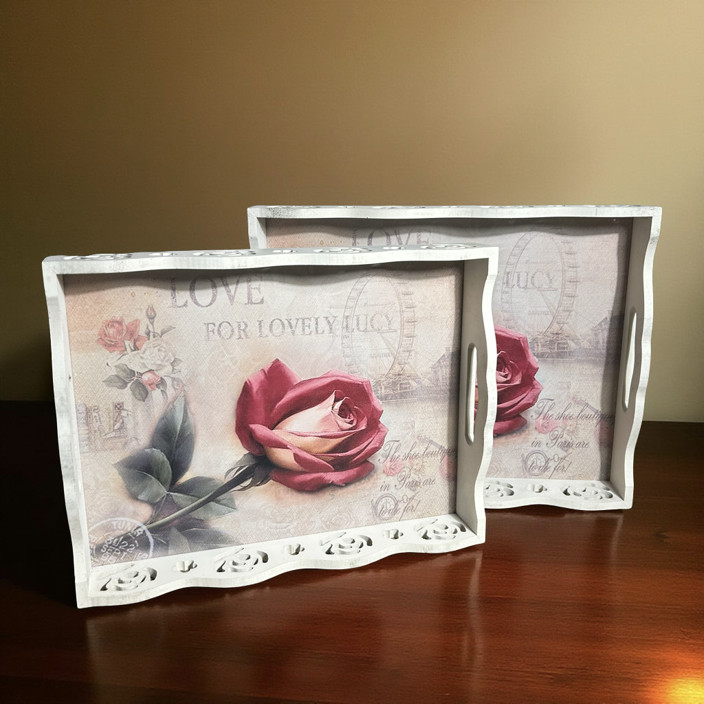 Serving Tray Floral Wooden 308 M