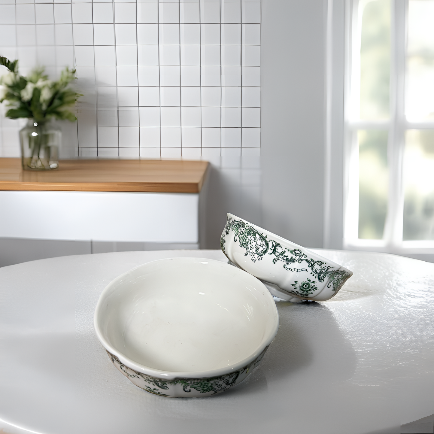 French Country-Style Premium Porcelain Soup/Salad/Curry Bowl