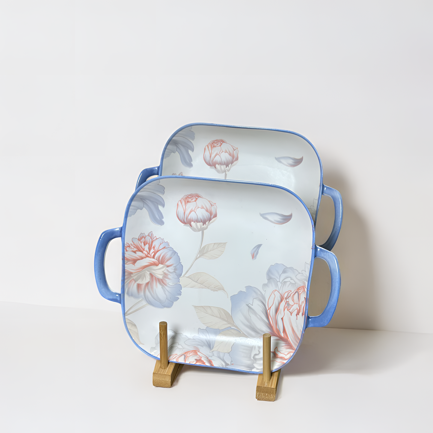 Charming Peony Print Serveware - Serving Platter Square (Set of 2)