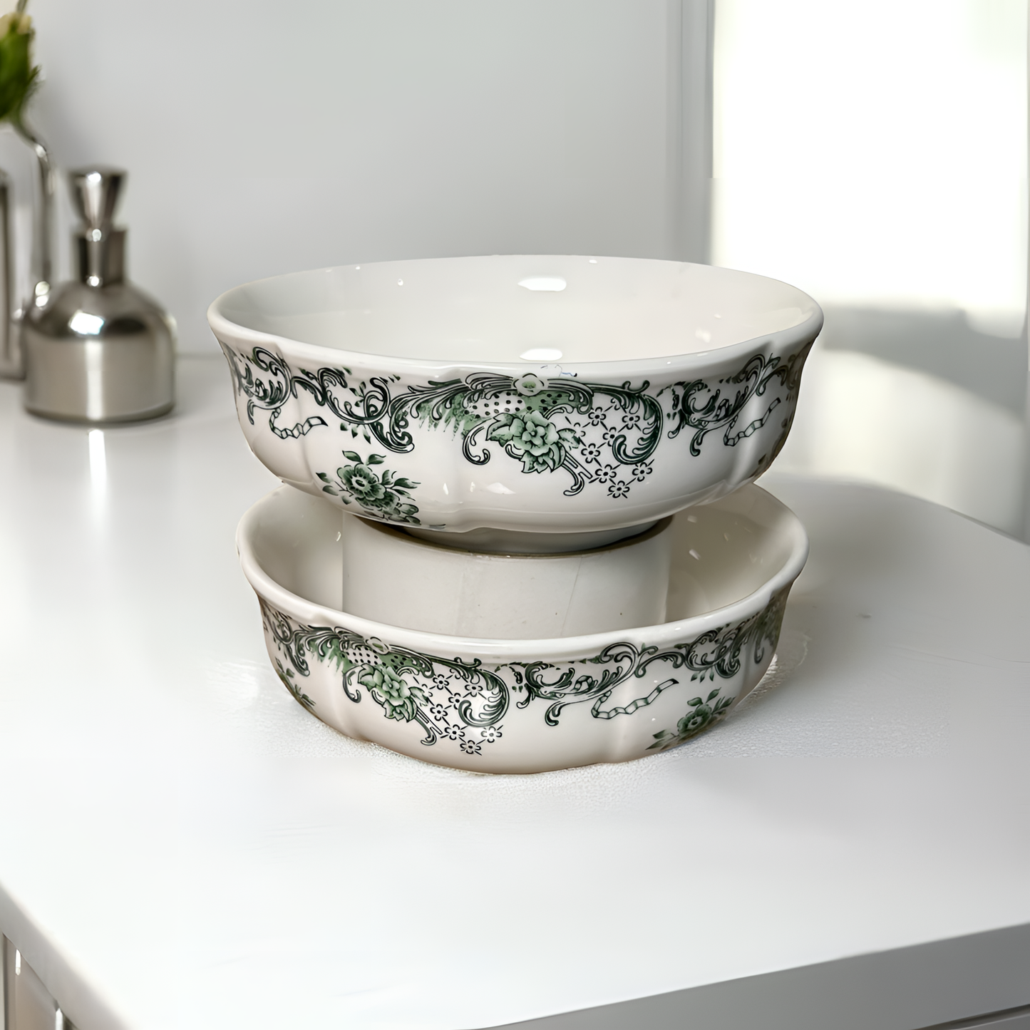 French Country-Style Premium Porcelain Soup/Salad/Curry Bowl
