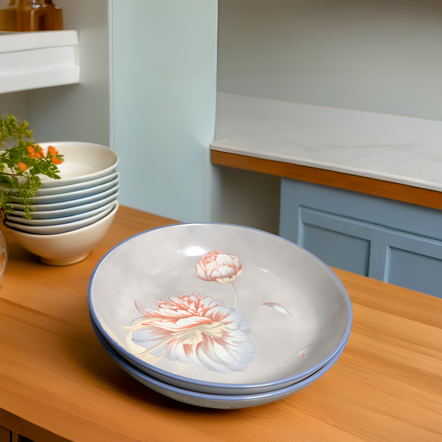 Charming Peony Print Serveware - S Platter Round (Small) | Set of 2