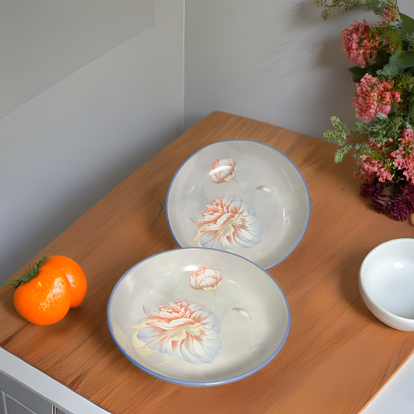Charming Peony Print Serveware - S Platter Round (Small) | Set of 2