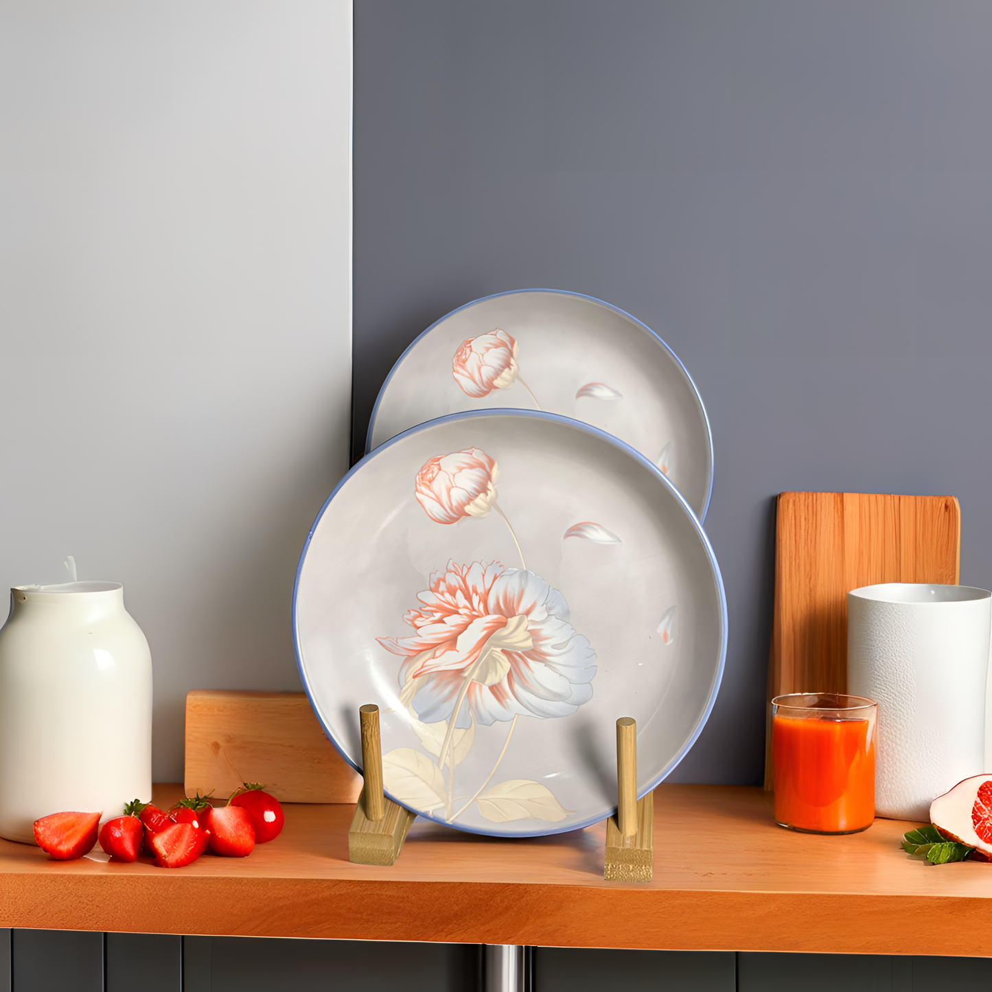 Charming Peony Print Serveware - S Platter Round (Small) | Set of 2