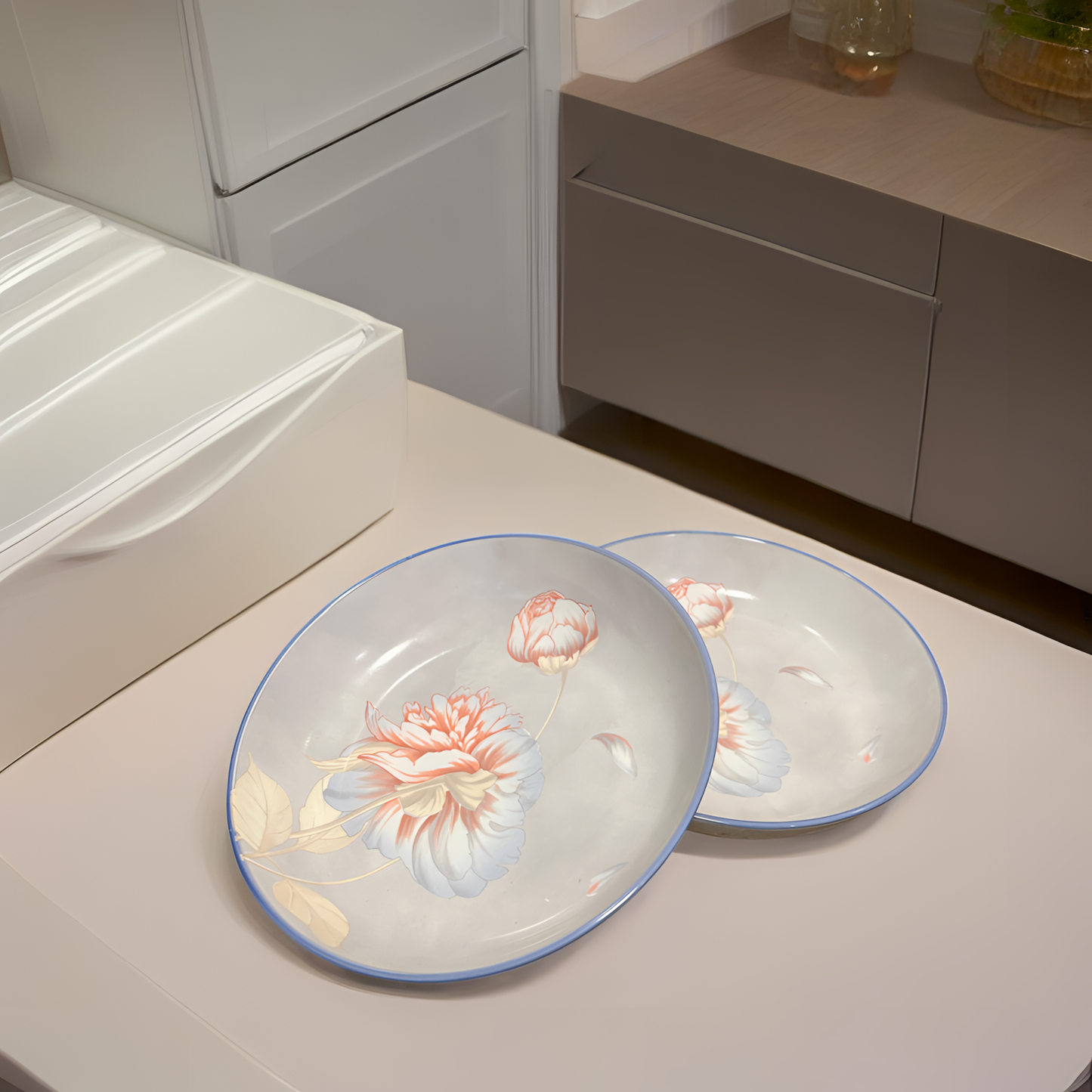Charming Peony Print Serveware - S Platter Round (Small) | Set of 2