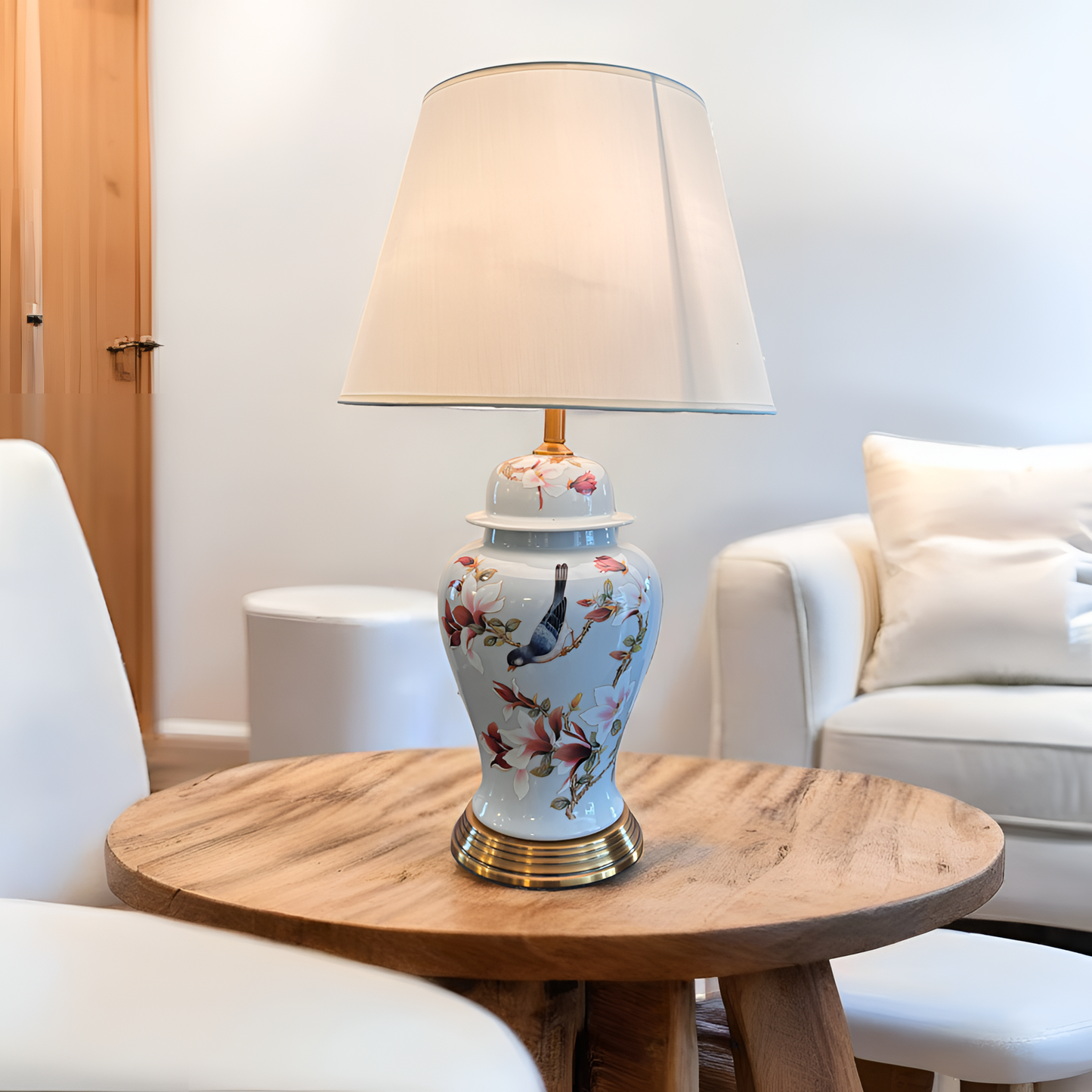 Nature's Glow Bird Porcelain Table Lamp