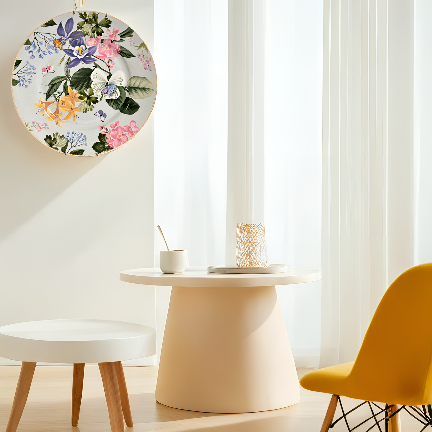 Elegant Floral Wall Decor Plate – Handcrafted Ceramic Art with Floral Design