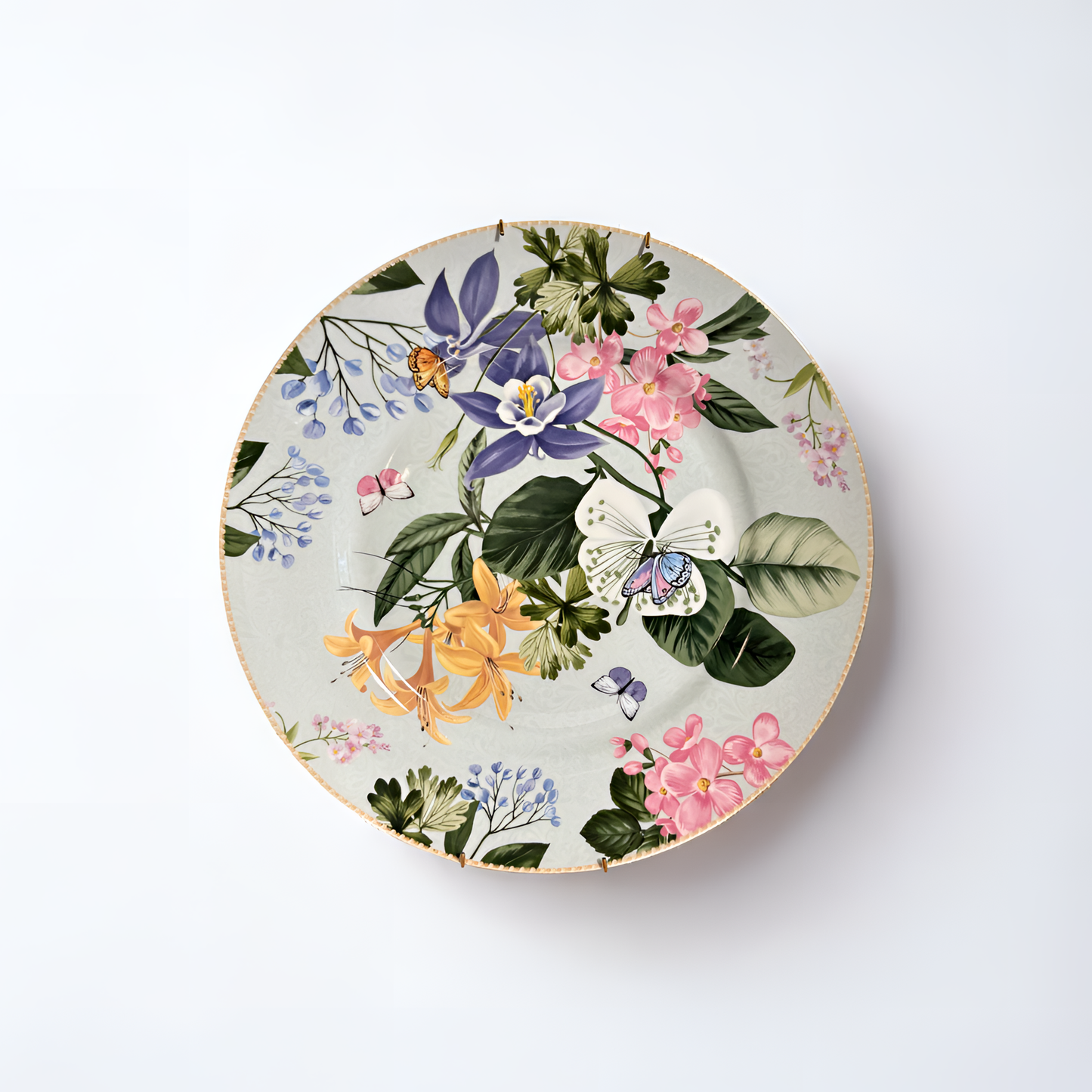 Elegant Floral Wall Decor Plate – Handcrafted Ceramic Art with Floral Design