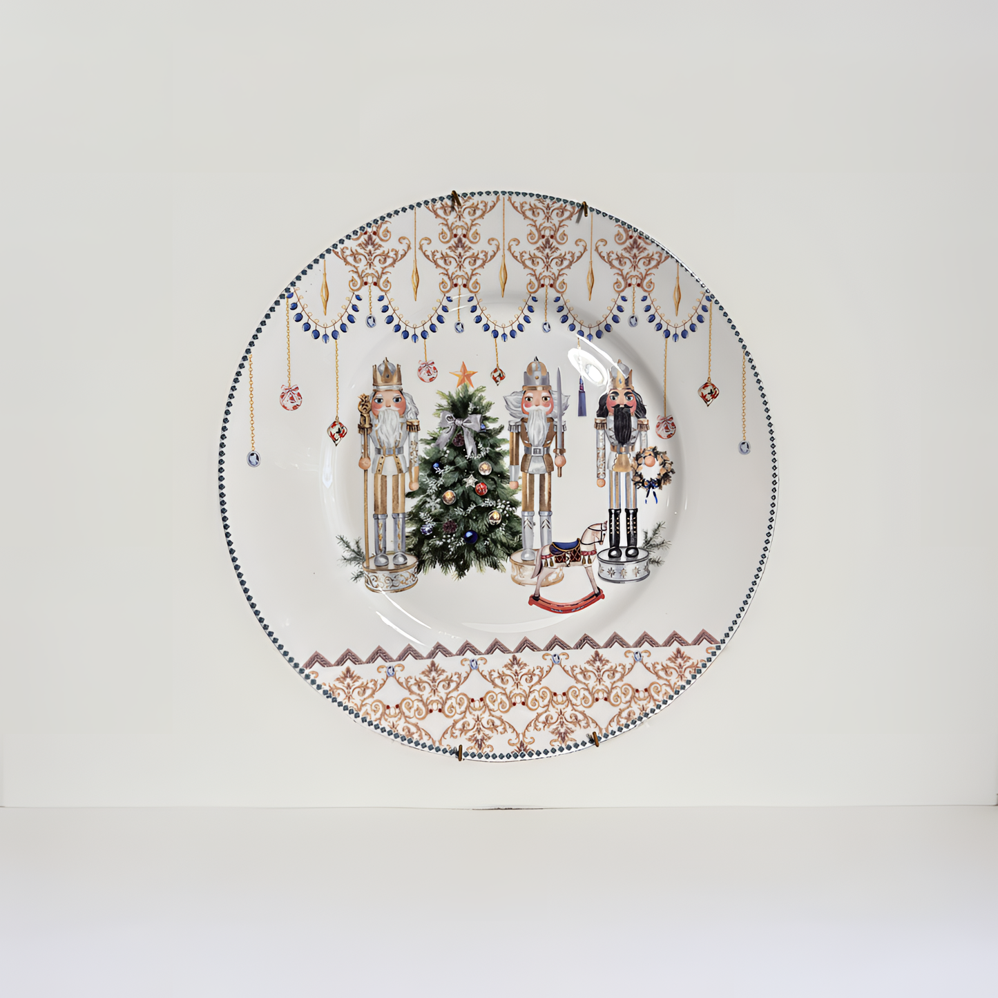 Festive Themed Decorative Plate – Nutcracker & Holiday Ornaments Design