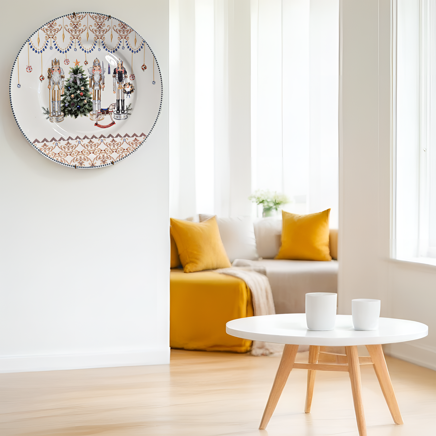 Festive Themed Decorative Plate – Nutcracker & Holiday Ornaments Design