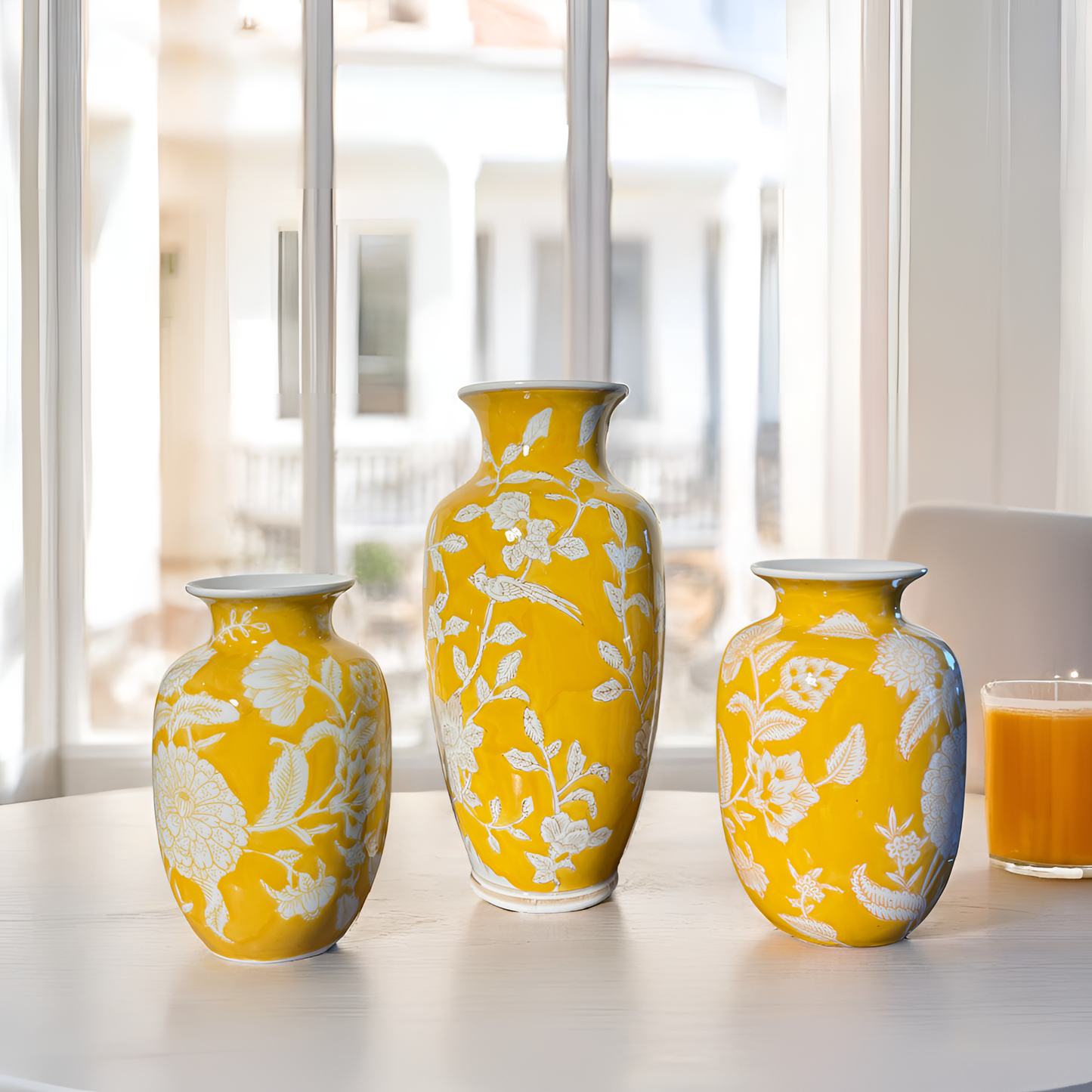 Sunshine Bloom: Handcrafted Yellow Vase(Large)