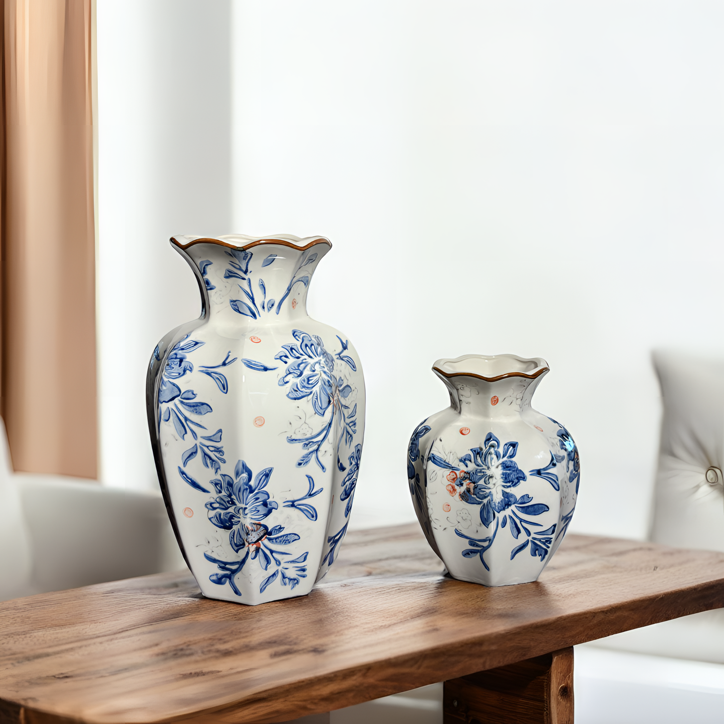 Grace in Bloom: Exquisite Floral Ceramic Vintage Vase (Small)