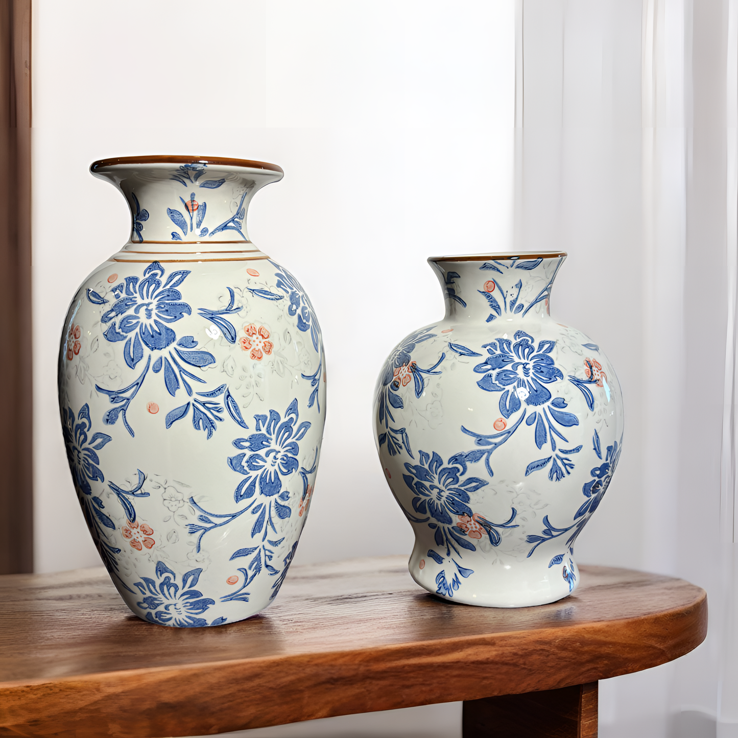 Grace in Bloom: Exquisite Floral Ceramic Vintage Vase (Medium)