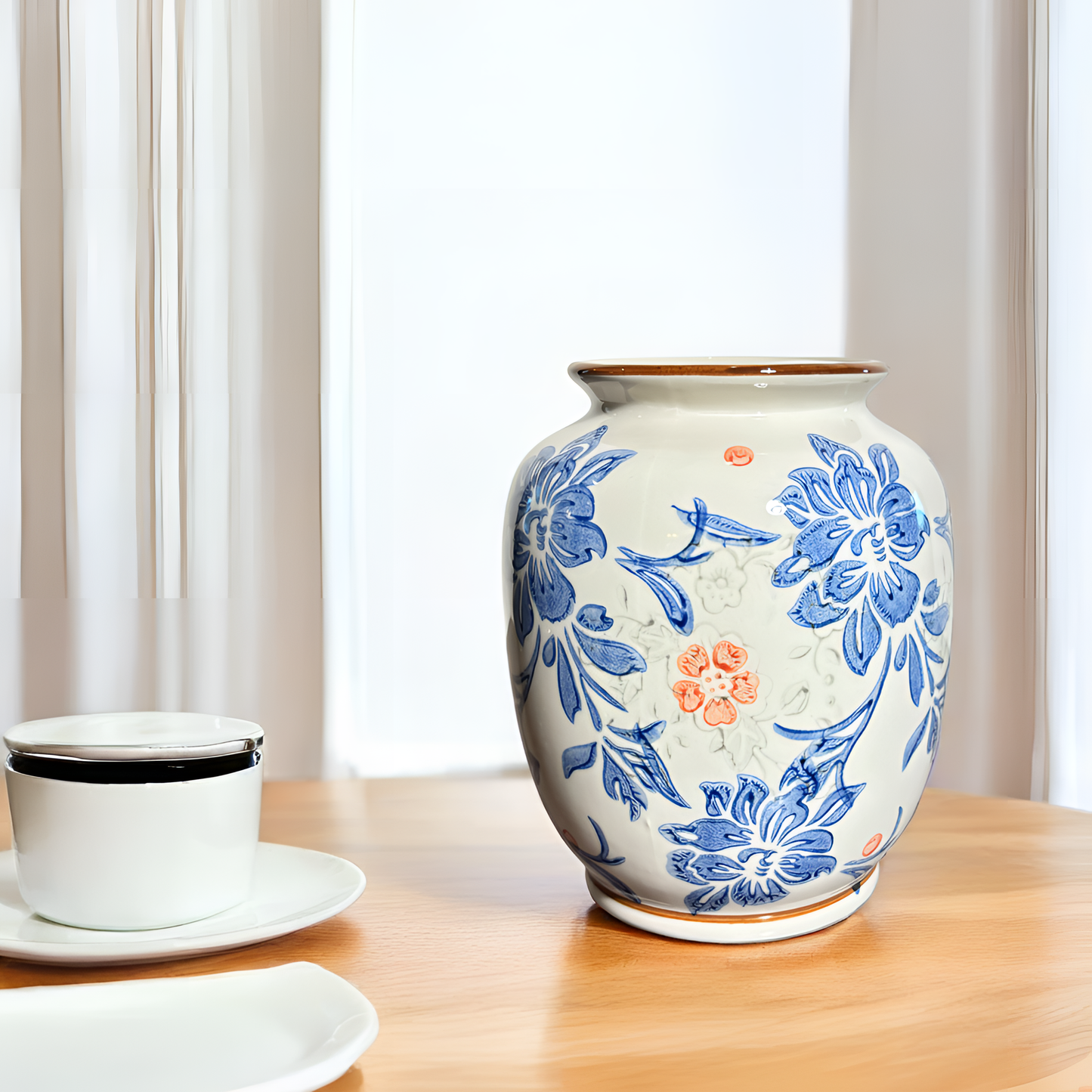 Grace in Bloom: Exquisite Floral Ceramic Vintage Vase (Small)