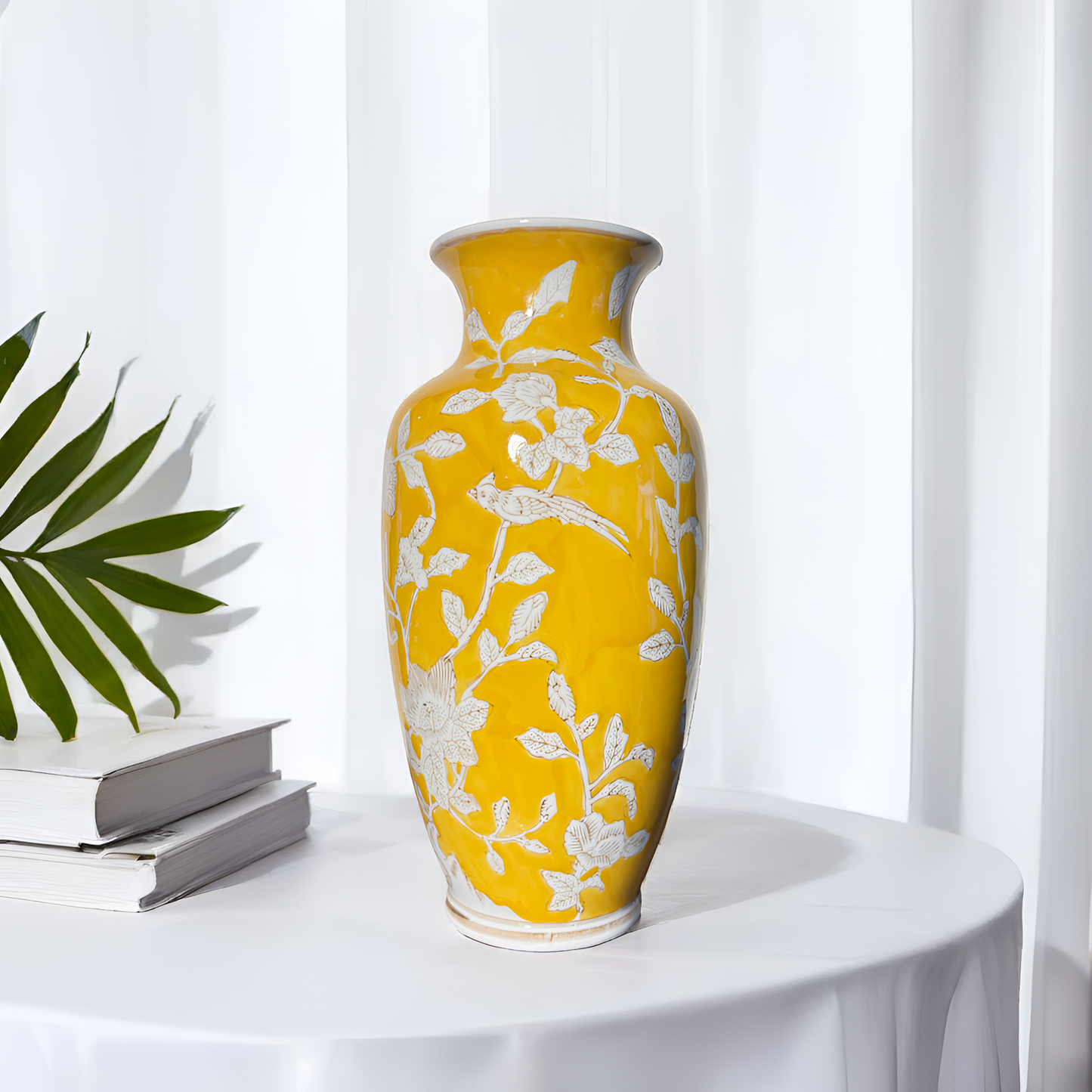 Sunshine Bloom: Handcrafted Yellow Vase(Large)
