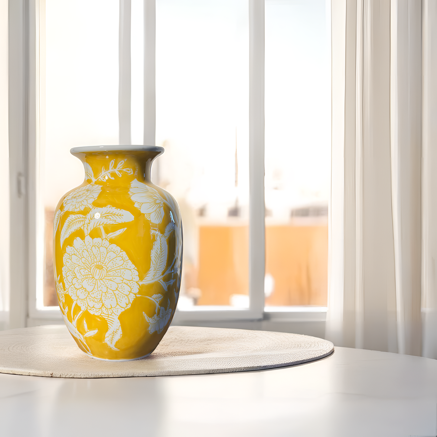Sunshine Bloom: Handcrafted Yellow Vase (Small)