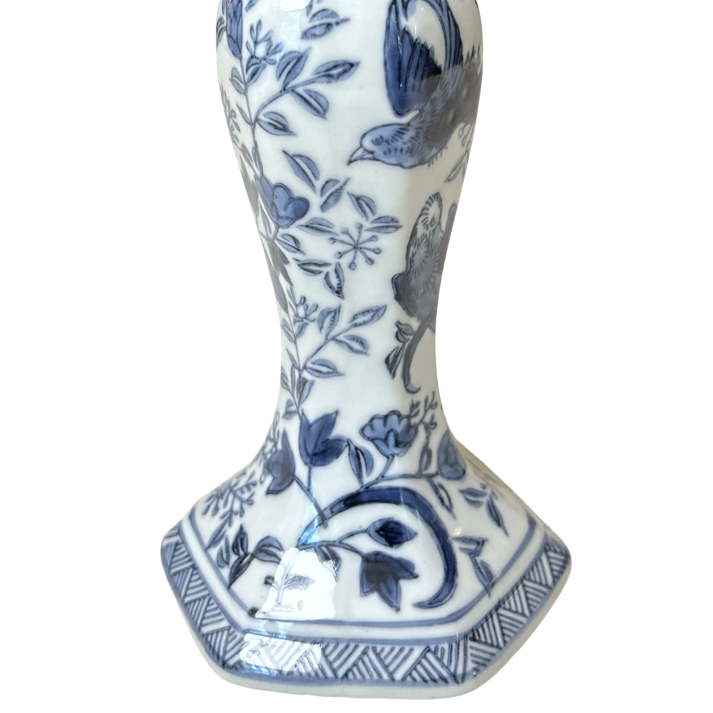 Blue & White Ceramic Bud Vase – Slim Floral Decorative Ceramic Vase