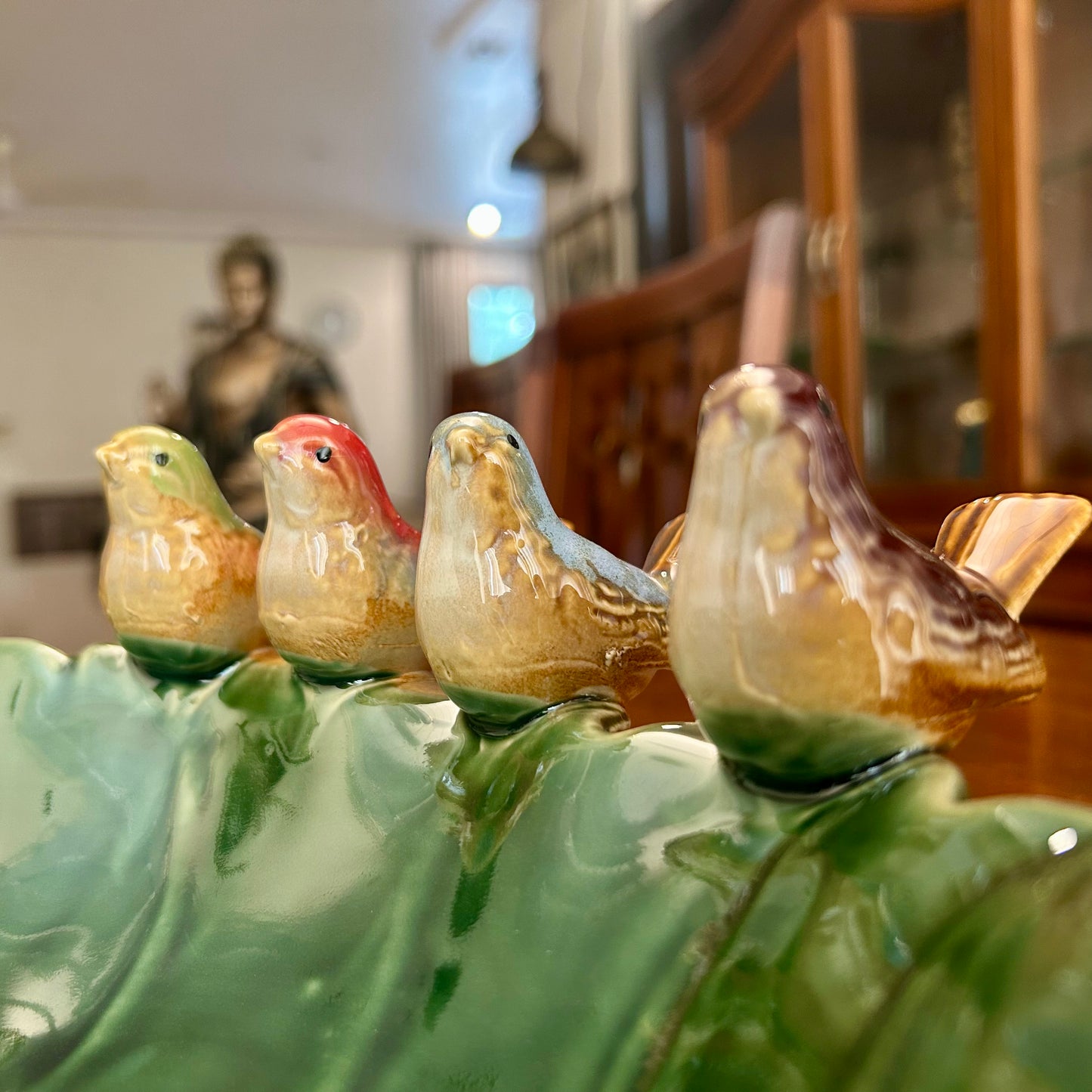 Nature-Inspired Home Décor Ceramic Leaf Dishes & Bird Figurines