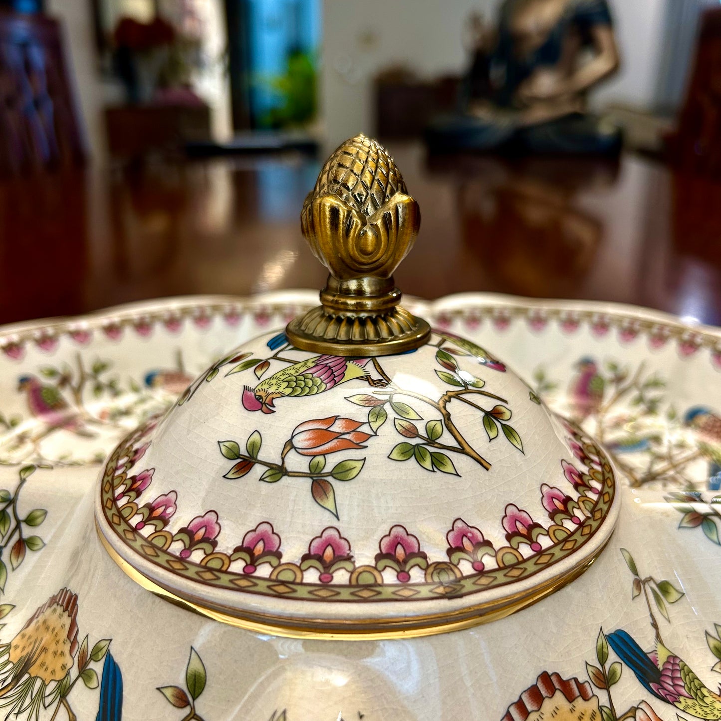 Elegant Floral Ceramic Serving Dish with Lid | For Dry Fruits & Snacks