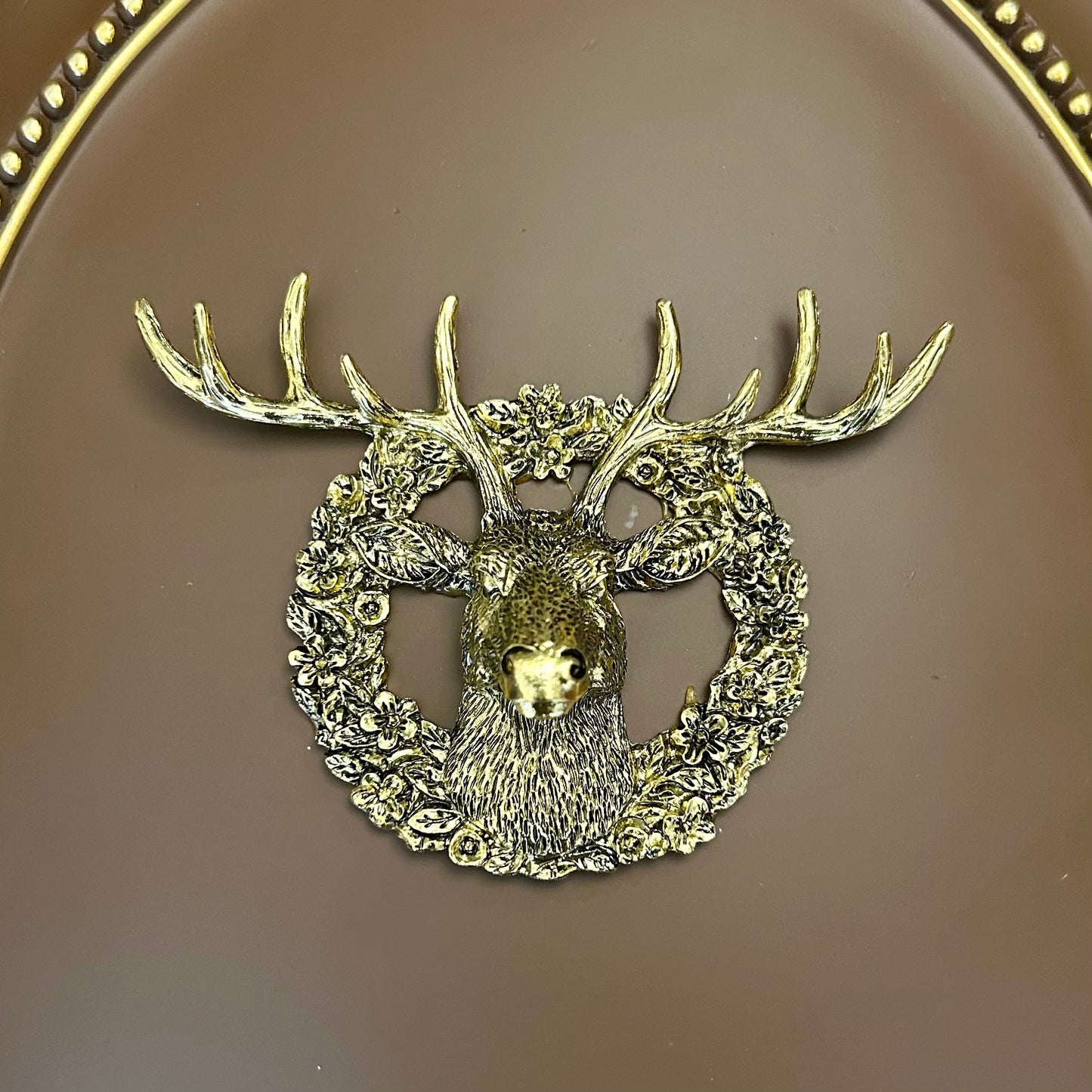 Luxury Golden Wall Decor with Deer Motif | Ornate Wall Hanging