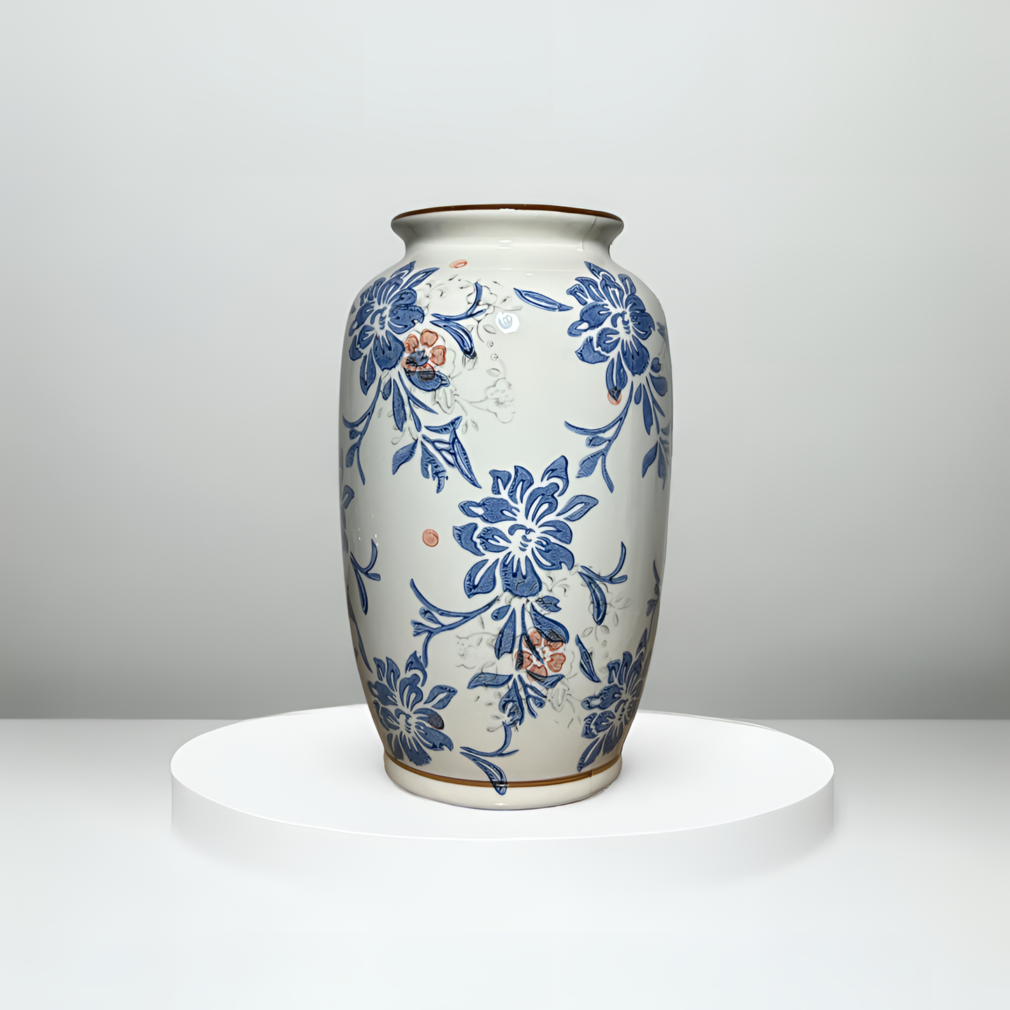 Grace in Bloom: Exquisite Floral Ceramic Vintage Vase (Medium)
