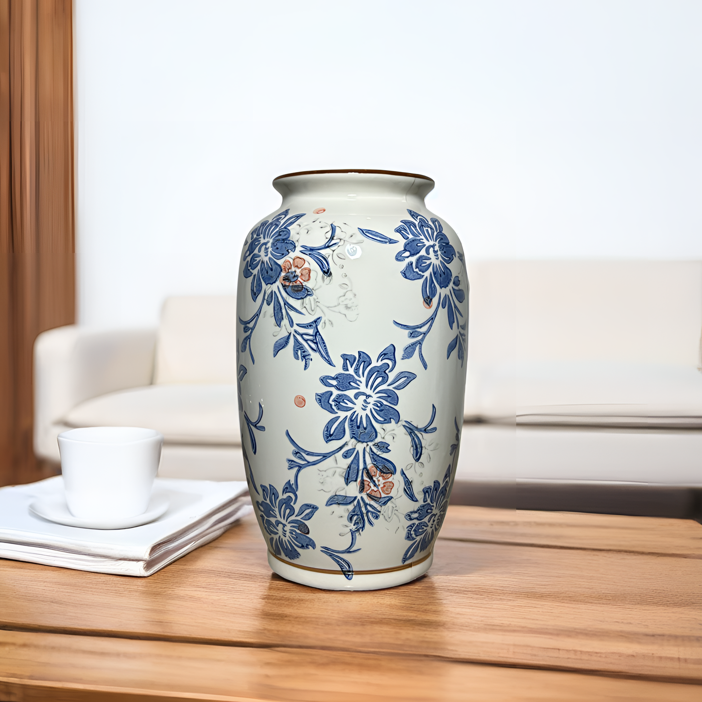 Grace in Bloom: Exquisite Floral Ceramic Vintage Vase (Medium)