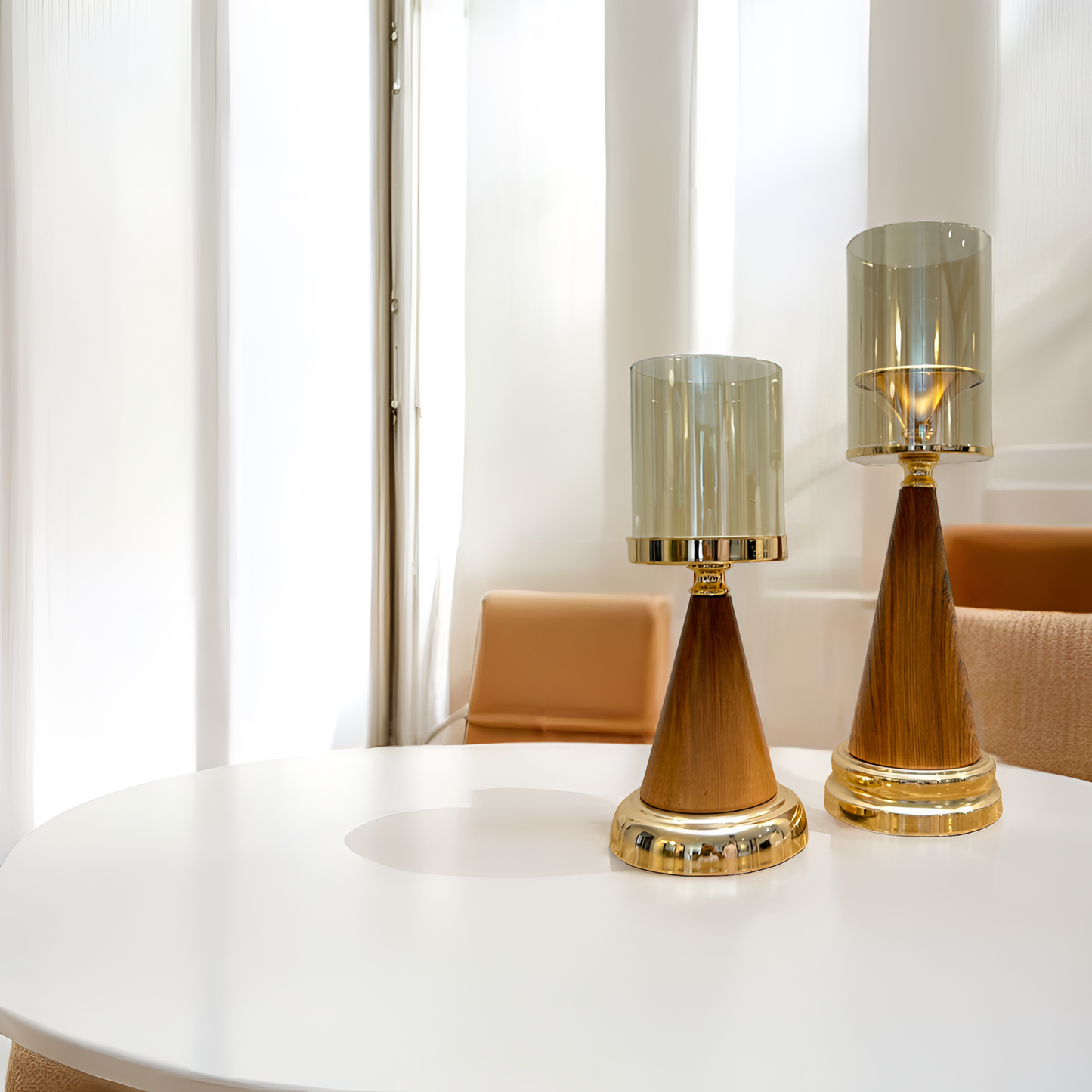 Luxurious Wooden & Golden Candle Holder - Small