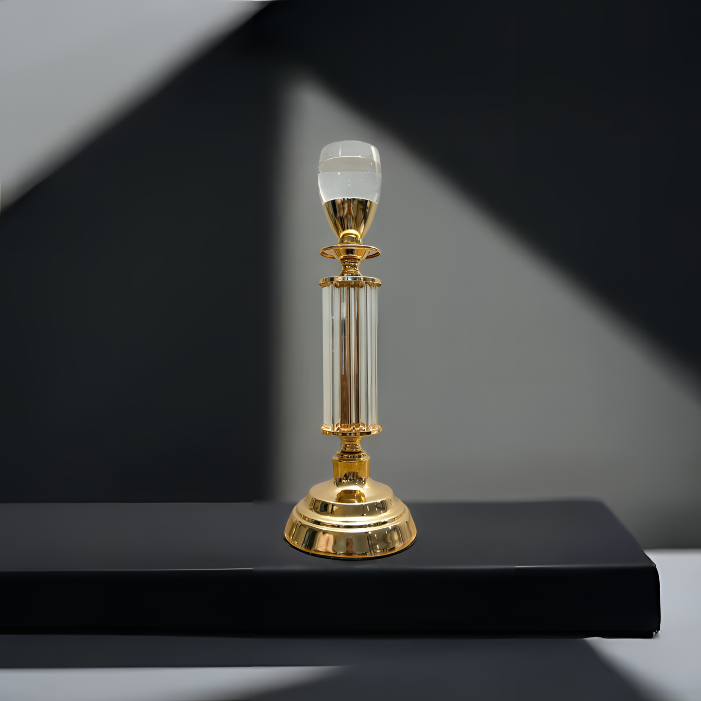 Premium Golden & Crystal Decorative Candle Holder