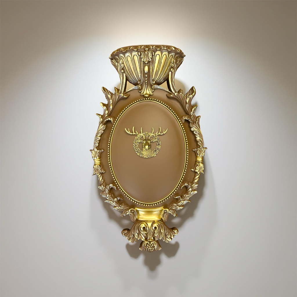 Luxury Golden Wall Decor with Deer Motif | Ornate Wall Hanging