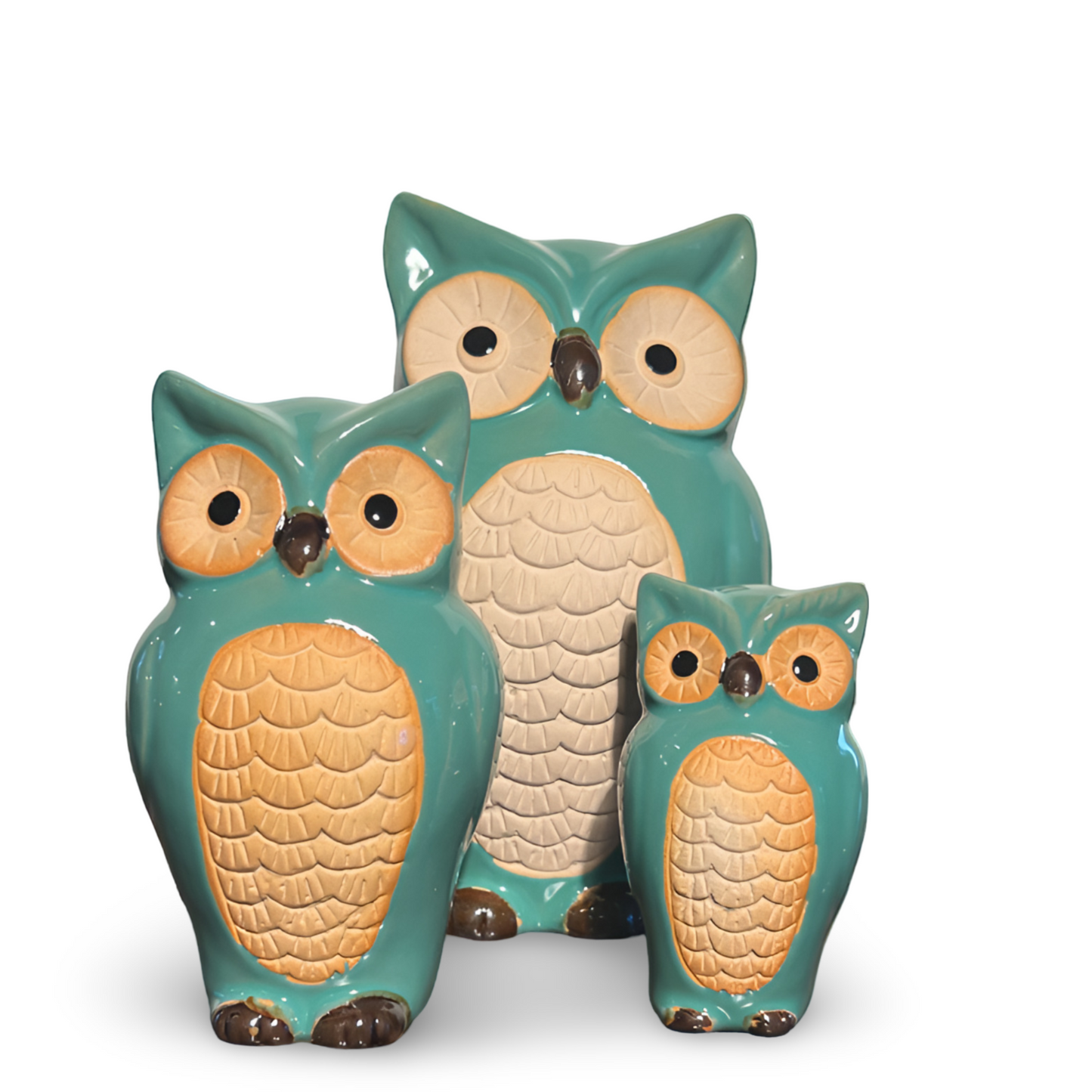 Charming Ceramic Owl Family Set