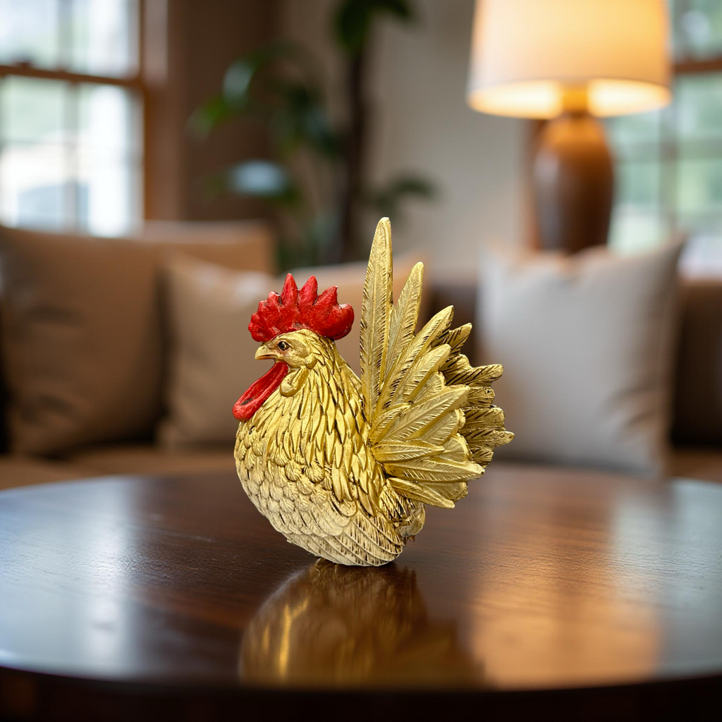 Golden Rooster Showpiece – Decorative Feng Shui Figurine