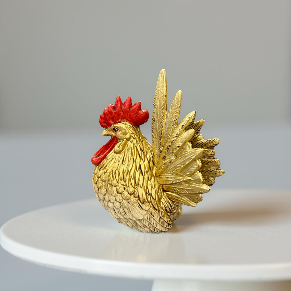 Golden Rooster Showpiece – Decorative Feng Shui Figurine