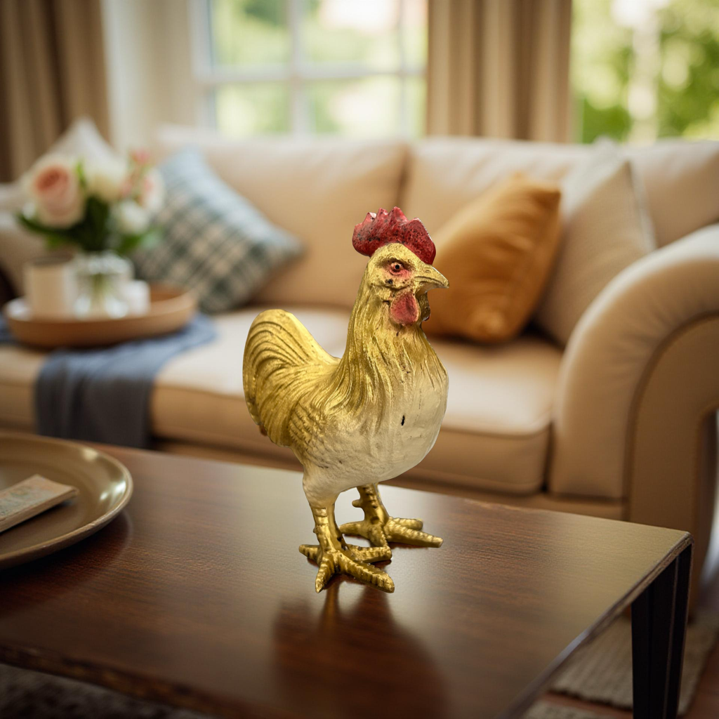 Golden Rooster Showpiece – Elegant Figurine